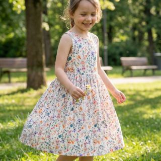 Tkanina wiskozowa z lnem Shabby chic design D