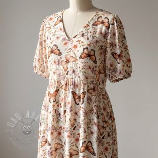 Tkanina wiskozowa z lnem Botanic design C