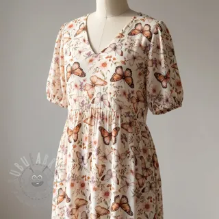 Tkanina wiskozowa z lnem Botanic design C