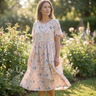 Tkanina wiskozowa z lnem Sweet and small design C