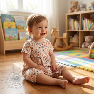 Tkanina wiskozowa z lnem Sweet and small design B