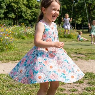 Tkanina wiskozowa z lnem Bright and bold design D