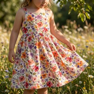 Tkanina wiskozowa z lnem Floral design B