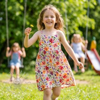 Tkanina wiskozowa z lnem Floral design B