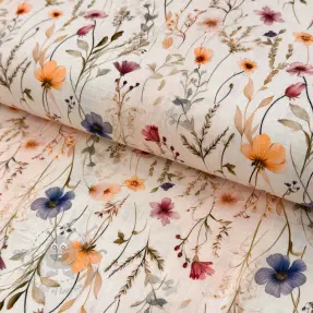 Tkanina wiskozowa z lnem Botanic design A