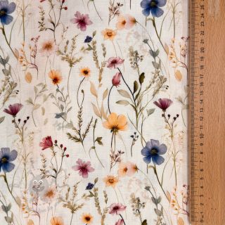 Tkanina wiskozowa z lnem Botanic design A