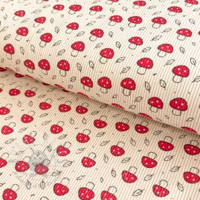 Sztruks STRETCH Little mushrooms light sand