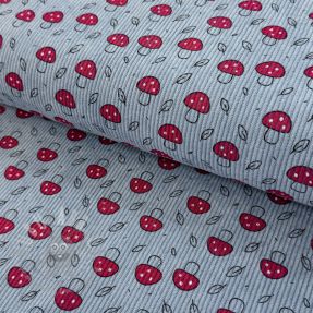 Sztruks STRETCH Little mushrooms old blue