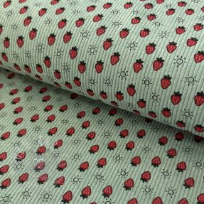 Sztruks STRETCH Little strawberries old green