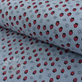 Sztruks STRETCH Little strawberries old blue