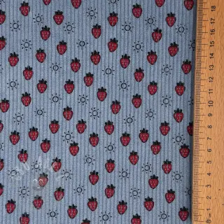 Sztruks STRETCH Little strawberries old blue