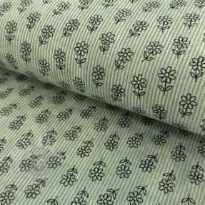 Sztruks STRETCH Little flower old green