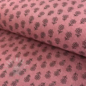 Sztruks STRETCH Little flower old pink