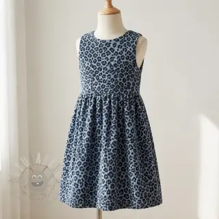 Sztruks STRETCH Little Leopard old blue