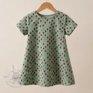 Sztruks STRETCH Little strawberries old green