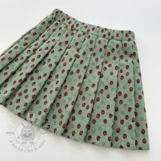 Sztruks STRETCH Little strawberries old green
