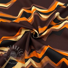 Bawełniana tkanina SATIN Abstract waves dark brown