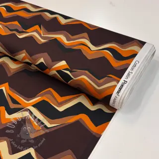 Bawełniana tkanina SATIN Abstract waves dark brown