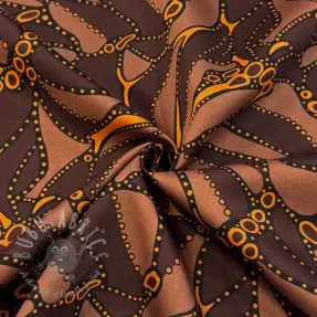 Bawełniana tkanina SATIN Abstract dark brown