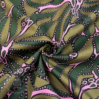Bawełniana tkanina SATIN Abstract dark green