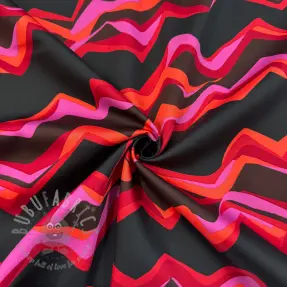 Bawełniana tkanina SATIN Abstract waves dark red