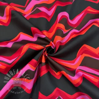 Bawełniana tkanina SATIN Abstract waves dark red