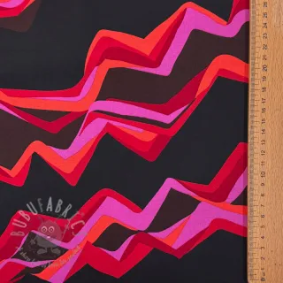 Bawełniana tkanina SATIN Abstract waves dark red