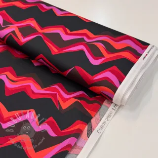 Bawełniana tkanina SATIN Abstract waves dark red