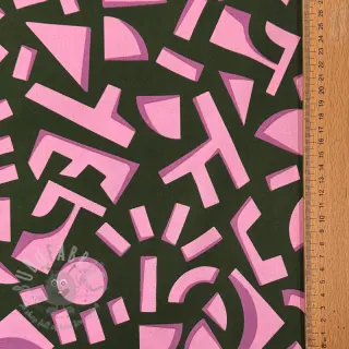 Bawełniana tkanina SATIN Geometric dark green