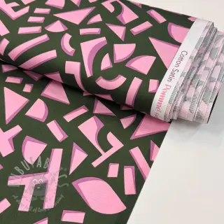 Bawełniana tkanina SATIN Geometric dark green