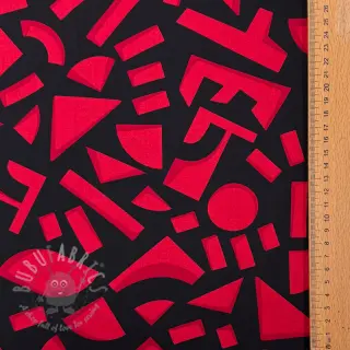 Bawełniana tkanina SATIN Geometric dark red