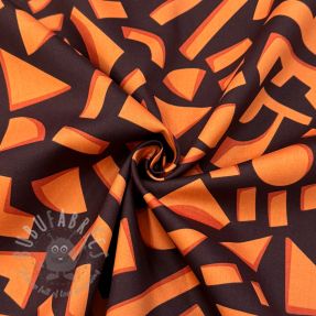 Bawełniana tkanina SATIN Geometric dark brown