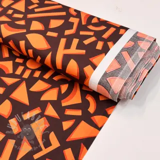 Bawełniana tkanina SATIN Geometric dark brown