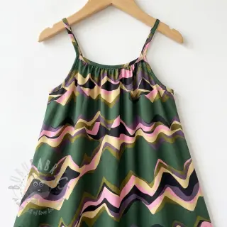 Bawełniana tkanina SATIN Abstract waves dark green