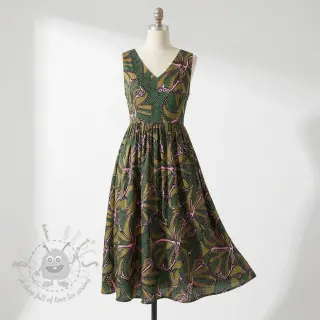 Bawełniana tkanina SATIN Abstract dark green