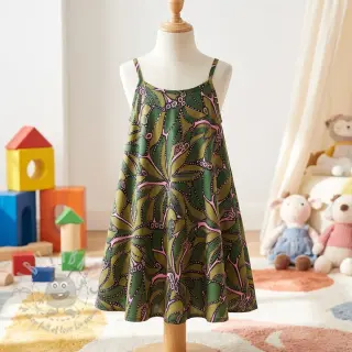 Bawełniana tkanina SATIN Abstract dark green
