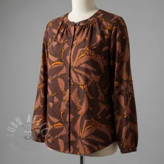 Bawełniana tkanina SATIN Abstract dark brown