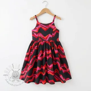 Bawełniana tkanina SATIN Abstract waves dark red
