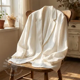 Tkanina wiskozowa z lnem SPANDEX off white