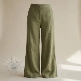Tkanina wiskozowa z lnem SPANDEX moss green