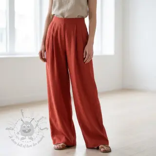 Tkanina wiskozowa z lnem SPANDEX terracotta