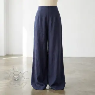 Tkanina wiskozowa z lnem SPANDEX marine