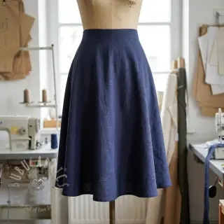 Tkanina wiskozowa z lnem SPANDEX marine