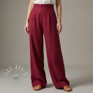 Tkanina wiskozowa z lnem SPANDEX burgundy