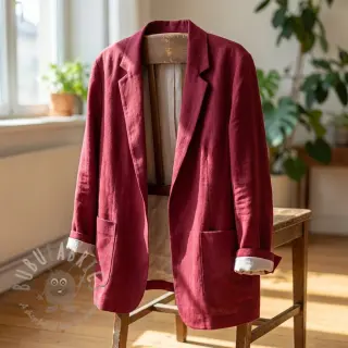 Tkanina wiskozowa z lnem SPANDEX burgundy