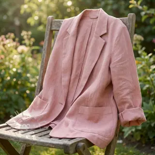 Tkanina wiskozowa z lnem SPANDEX old rose