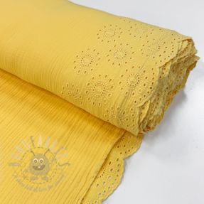 Muślin double gauze 1-side border soft yellow