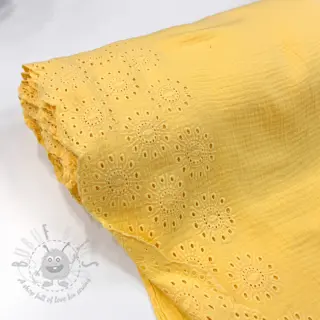 Muślin double gauze 1-side border soft yellow