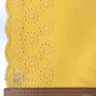 Muślin double gauze 1-side border soft yellow