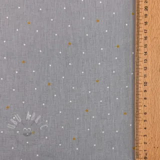Bawełniana tkanina Sweet bear star light grey ORGANIC
